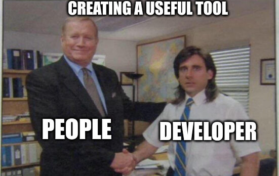 Michael Scott and Ed Truck shakes each other hands